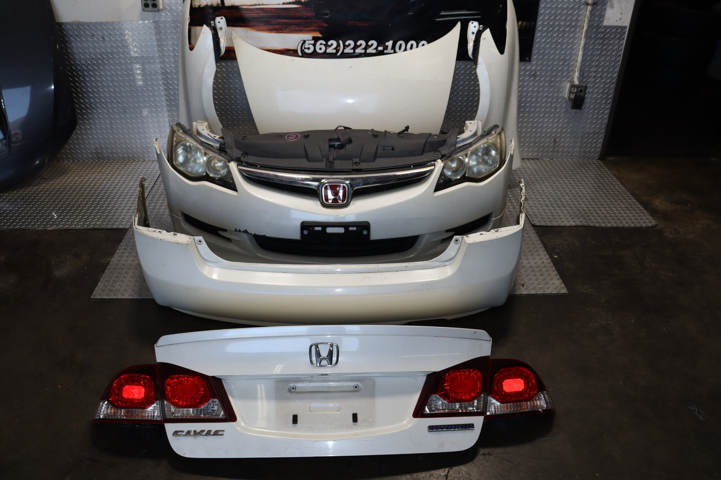 JDM HONDA CIVIC FD1 FD2 FD3 ACURA CSX FRONT NOSE CUT AND REAR END CONVERSION SWAP WHITE