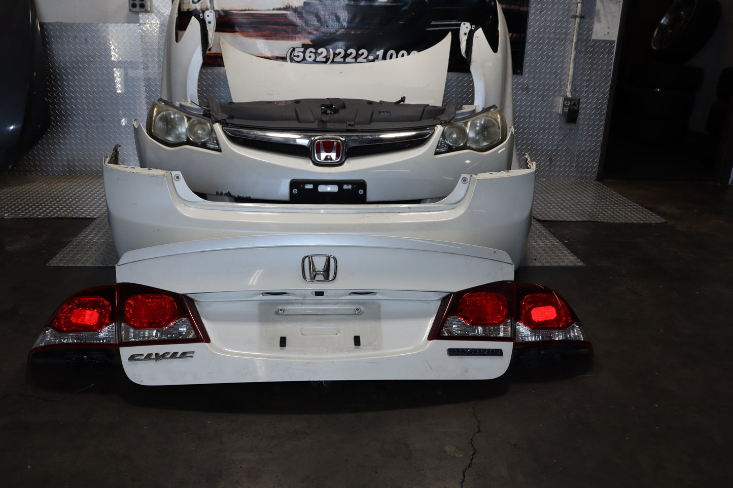 JDM HONDA CIVIC FD1 FD2 FD3 ACURA CSX FRONT NOSE CUT AND REAR END CONVERSION SWAP WHITE