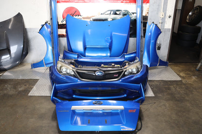 JDM 2008 - 2014 BLUE SUBARU IMPREZA WRX STI SEDAN GRB GVF COMPLETE FRONT END NOSE CUT ASSEMBLY