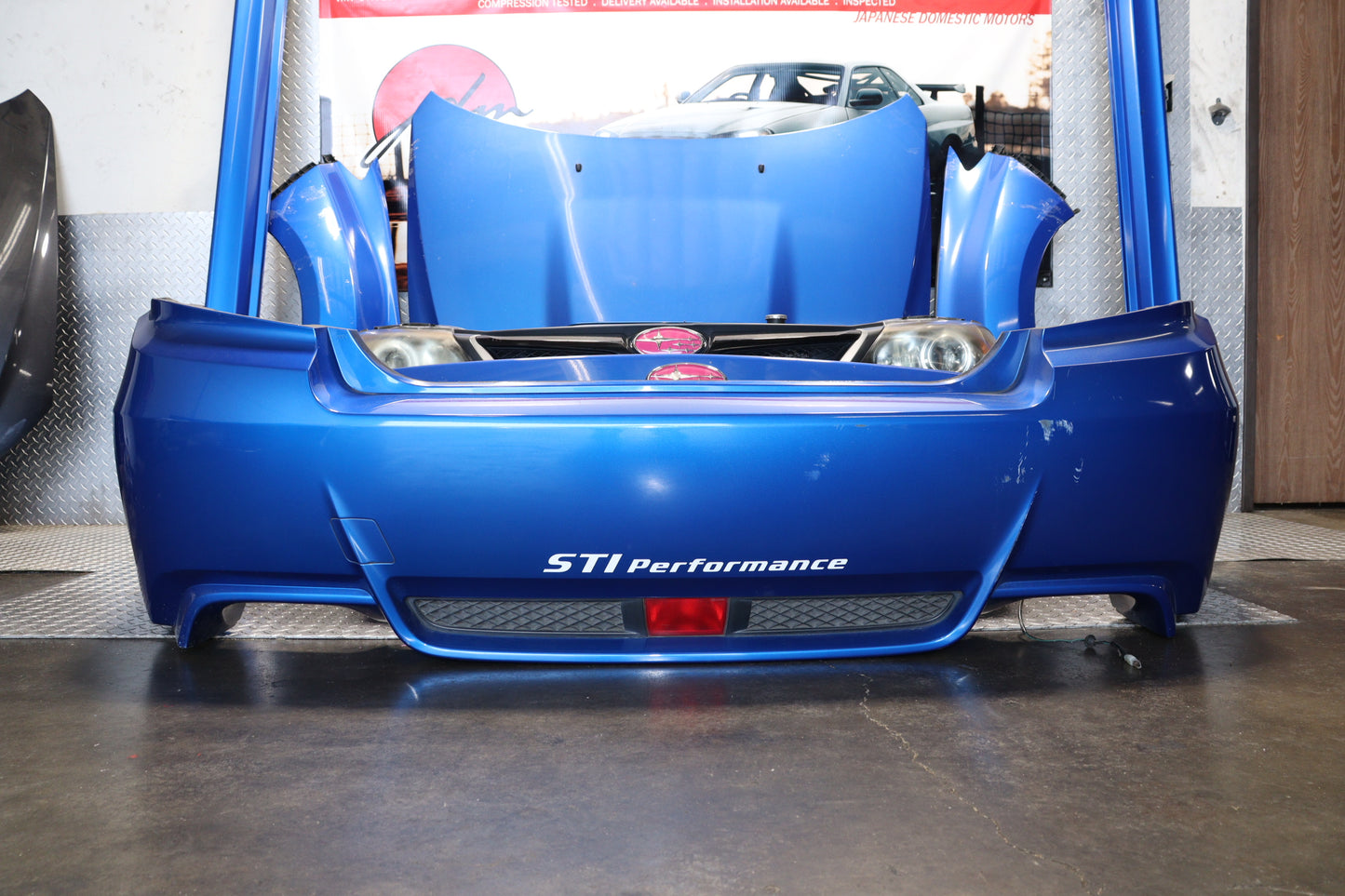 JDM BLUE SUBARU IMPREZA WRX STI SEDAN 2008 - 2014 GRB GVF COMPLETE FRONT END NOSE CUT ASSEMBLY