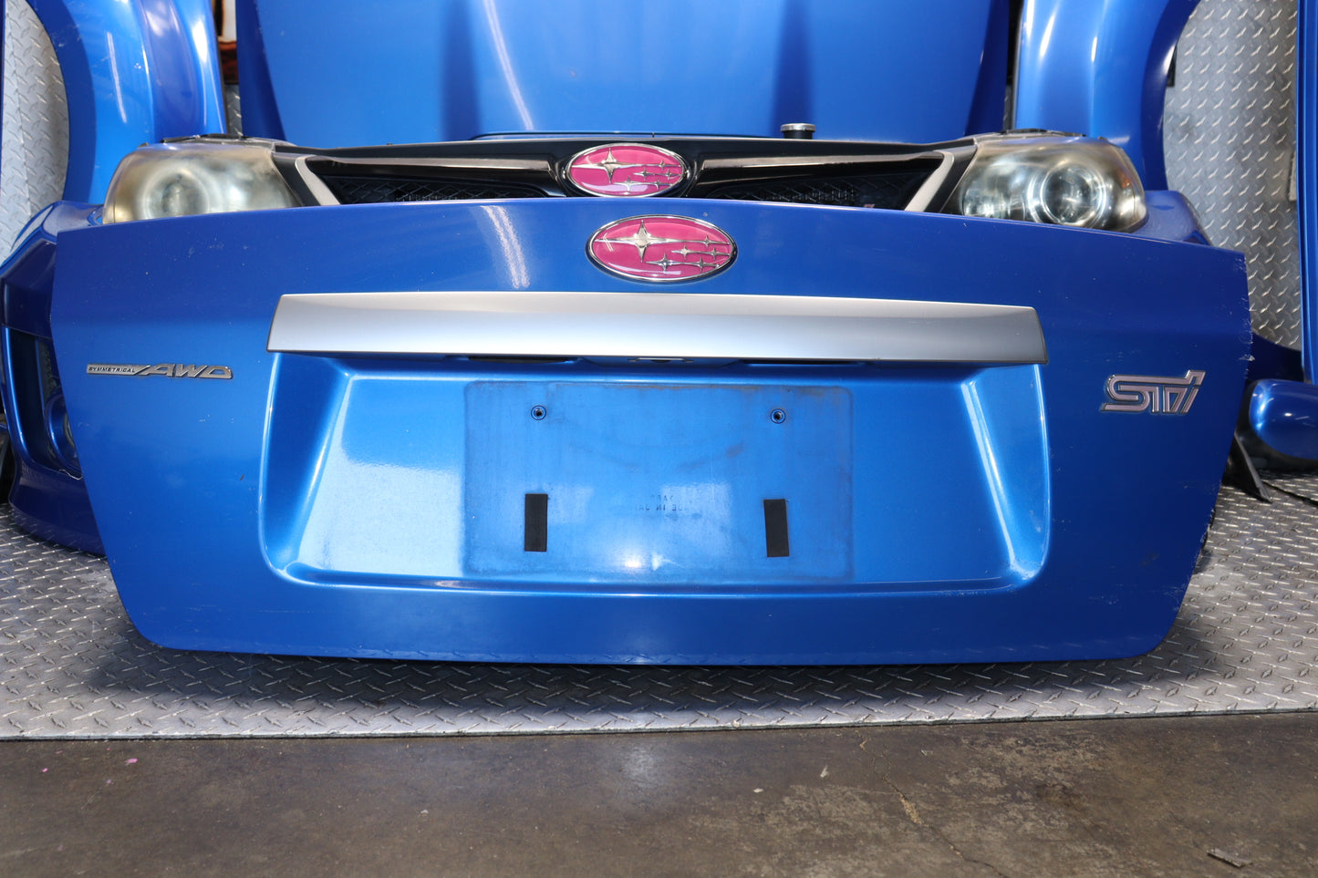 JDM BLUE SUBARU IMPREZA WRX STI SEDAN 2008 - 2014 GRB GVF COMPLETE FRONT END NOSE CUT ASSEMBLY