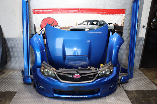 JDM BLUE SUBARU IMPREZA WRX STI SEDAN 2008 - 2014 GRB GVF COMPLETE FRONT END NOSE CUT ASSEMBLY