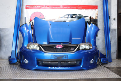 JDM BLUE SUBARU IMPREZA WRX STI SEDAN 2008 - 2014 GRB GVF COMPLETE FRONT END NOSE CUT ASSEMBLY