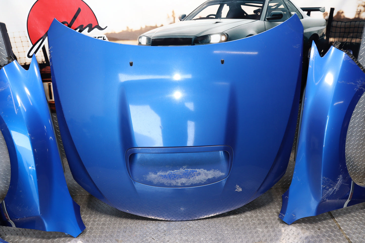 JDM BLUE SUBARU IMPREZA WRX STI SEDAN 2008 - 2014 GRB GVF COMPLETE FRONT END NOSE CUT ASSEMBLY