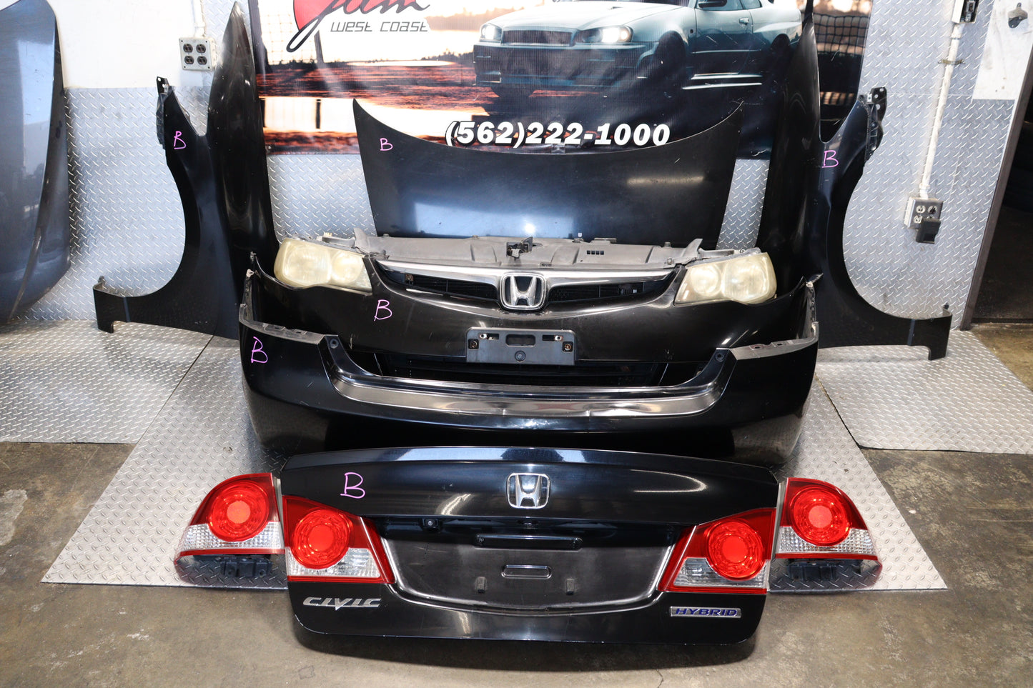 JDM 2006-2008 Acura CSX Complete Front End Conversion Nose Cut for Honda Civic FD BLACK