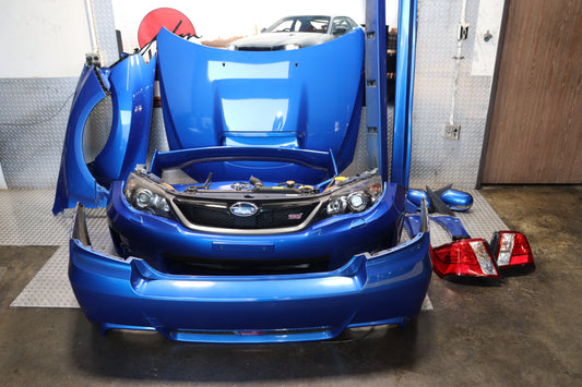 JDM BLUE SUBARU IMPREZA WRX STI SEDAN 2008 - 2014 GRB GVF COMPLETE FRONT END NOSE CUT ASSEMBLY